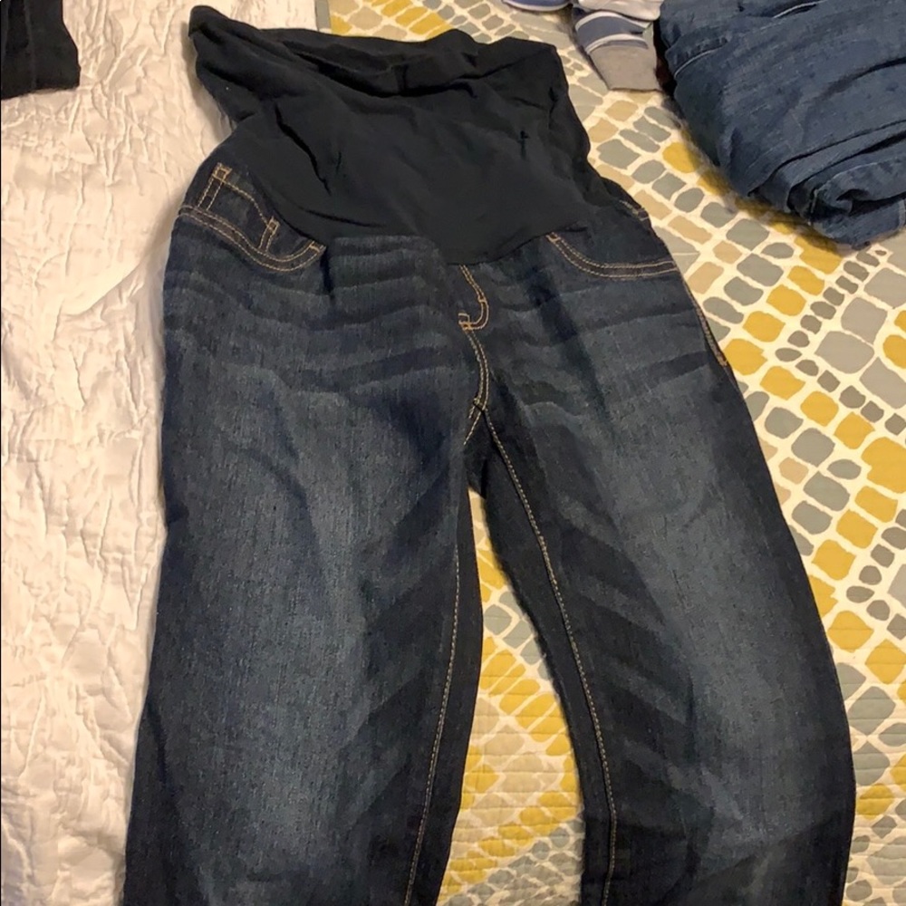 Dark stretch boot cut maternity jeans